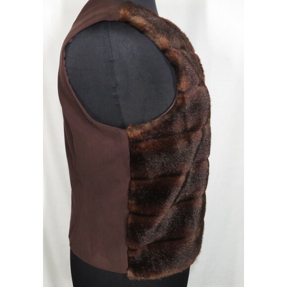 Catherine Stewart For Bellepointe Brown Faux Fur Vest Size Large - Picture 6 of 8